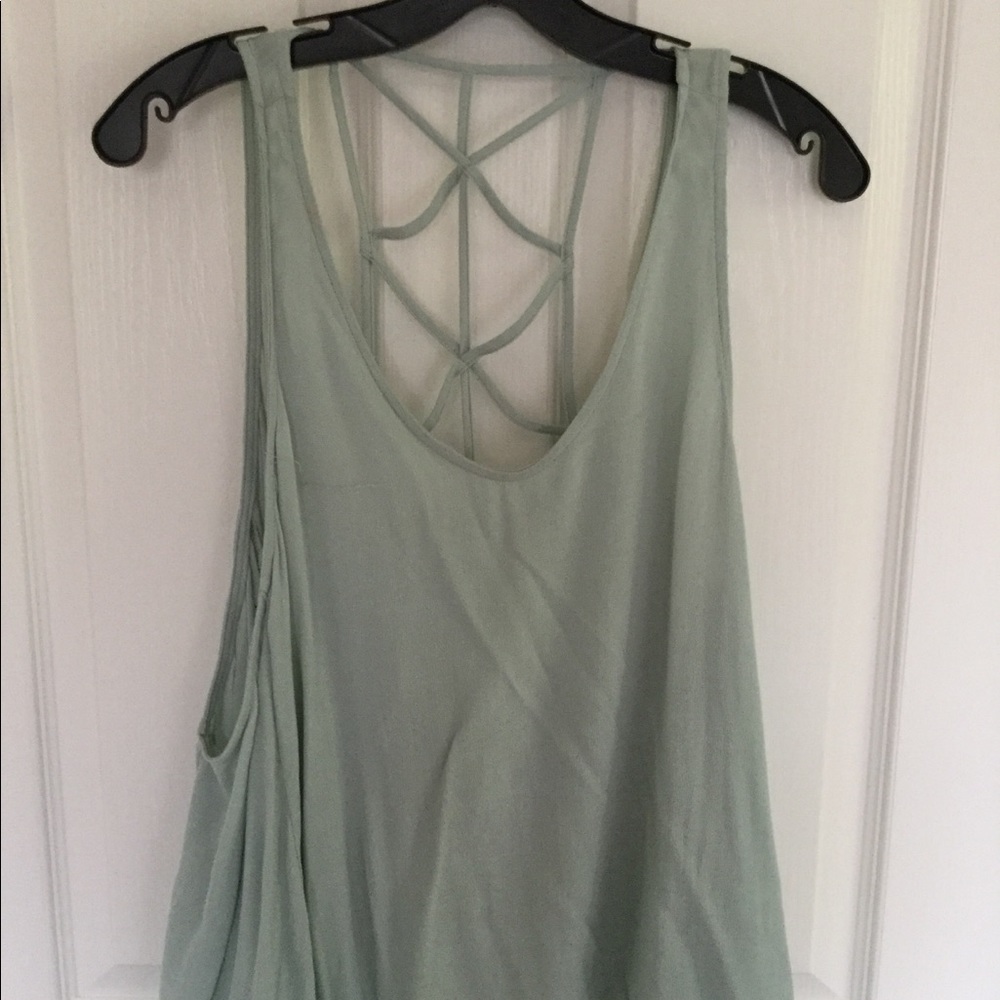 Mint colored tank w/ cross cross back detail.